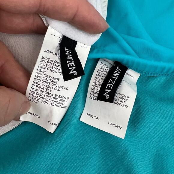 Jantzen AO Tropical Palm Leaf Twisted Front Tankini Set Womens 20W - Picture 4 of 6